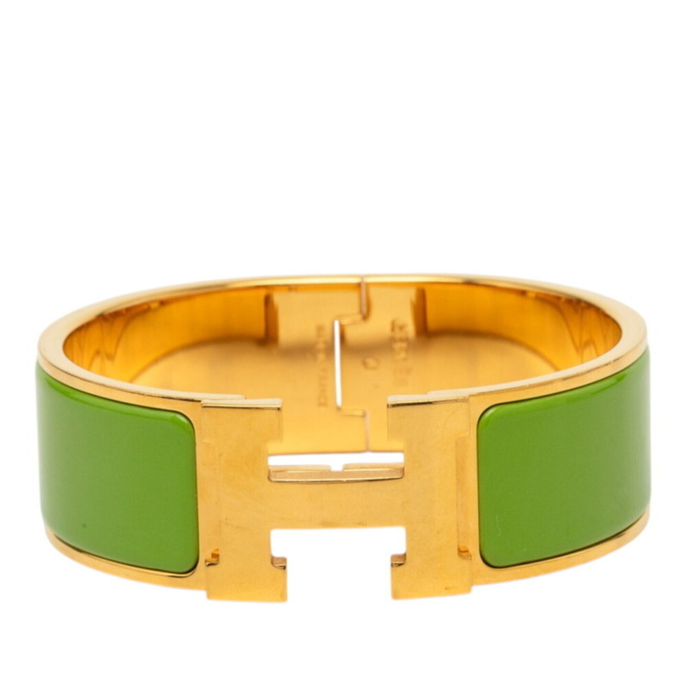 Hermes Clic Clac H PM Bangle, Gold Green Plated Enamel, Women's HERMES